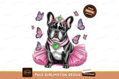 Bulldog with butterflies sublimation png Product Image 1