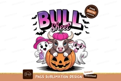 Cute halloween bull in pumpkin sublimation png Product Image 1