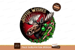 Joyful christmas moose wishes sublimation png Product Image 1