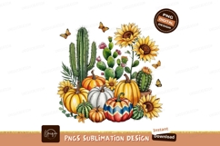 Pumpkins sunflowers and cacti isolated on transparent Product Image 1