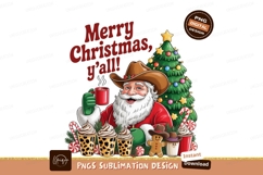 Cowboy santa merry christmas sublimation png Product Image 1