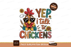 Cool chicken with sunflowers sublimation png Product Image 1