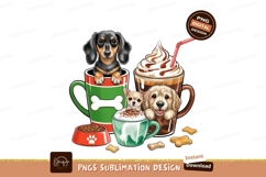 Dogs in coffee cups sublimation png Product Image 1