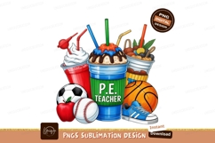 Pe teacher coffee cups sublimation png Product Image 1