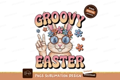 Groovy easter bunny sublimation png Product Image 1