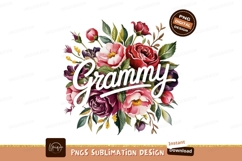 Floral bouquet with grammy text sublimation png Product Image 1