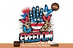 Freedom hand with butterflies sublimation png Product Image 1