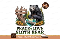 Sloth bear with sunflowers sublimation png Product Image 1