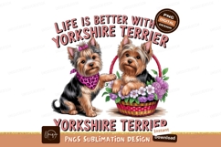 Yorkshire terrier with flowers sublimation png Product Image 1