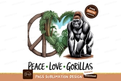 Peace love gorillas ape sign sublimation png Product Image 1