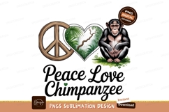 Chimpanzee peace love sublimation png isolated on transparen Product Image 1