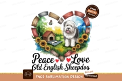 Old english sheepdog peace love sublimation png isolated on Product Image 1