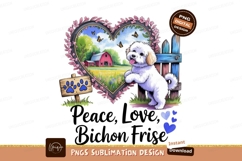 Bichon frise in heart landscape sublimation png Product Image 1