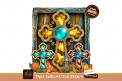 Ornate crosses with pumpkins sublimation png Product Image 1