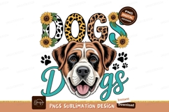 Dogs sunflowers isolated design sublimation png Product Image 1