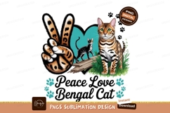 Bengal cat peace love sublimation png Product Image 1