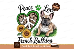 Peace love french bulldog isolated on transparent background Product Image 1