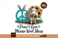 Merino wool sheep peace love sublimation png Product Image 1