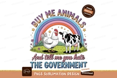 Farm animals under rainbow sublimation png Product Image 1