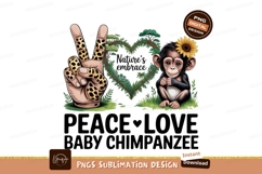 Baby chimpanzee with peace sign sublimation png Product Image 1