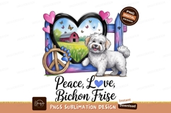 Bichon frise with peace symbol sublimation png Product Image 1