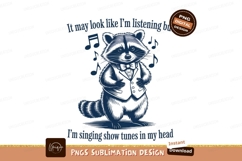 Raccoon singing show tunes sublimation png Product Image 1