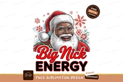 Black santa with big nick energy sublimation png Product Image 1