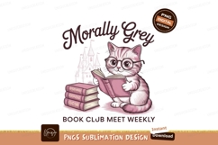 Cat sleeps on books sublimation png Product Image 1