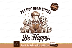 Boy reads with dogs sublimation png Product Image 1