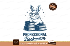 Rabbit reading books sublimation png Product Image 1