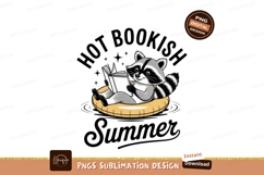 Raccoon reading in pool sublimation png Product Image 1