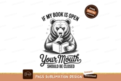 Bear reading with finger up sublimation png Product Image 1