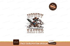 Raccoon cowboy riding rabbit sublimation png Product Image 1