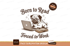 Pug reading laptop sublimation png Product Image 1