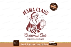 Retro mama claus with gift sublimation png Product Image 1