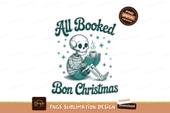 Skeleton reading at christmas sublimation png Product Image 1