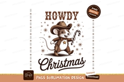Mouse cowboy with candy cane sublimation png Product Image 1