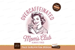 Retro mom with coffee sublimation png Product Image 1