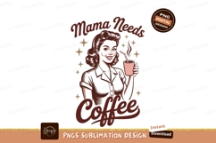 Retro woman with coffee sublimation png Product Image 1