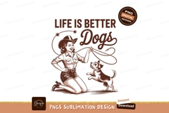 Cowgirl with dog sublimation png Product Image 1