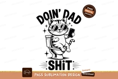 Cat on toilet doing dad sublimation png Product Image 1