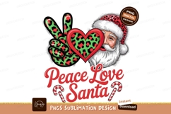 Santa peace love sign sublimation png Product Image 1