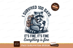 Raccoon survived 100 days sublimation png Product Image 1