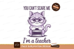 Teacher cat with books sublimation png Product Image 1