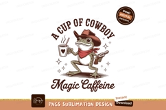 Frog cowboy with coffee and gun sublimation png Product Image 1
