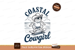 Coastal cowgirl frog skateboarding sublimation png Product Image 1