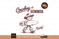 Cowboy frog with surfboard sublimation png Product Image 1