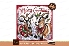 Merry goatmas goats scene sublimation png Product Image 1