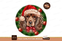 Spaniel with santa hat sublimation png Product Image 1