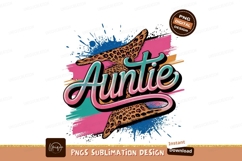 Auntie leopard lightning sublimation png Product Image 1